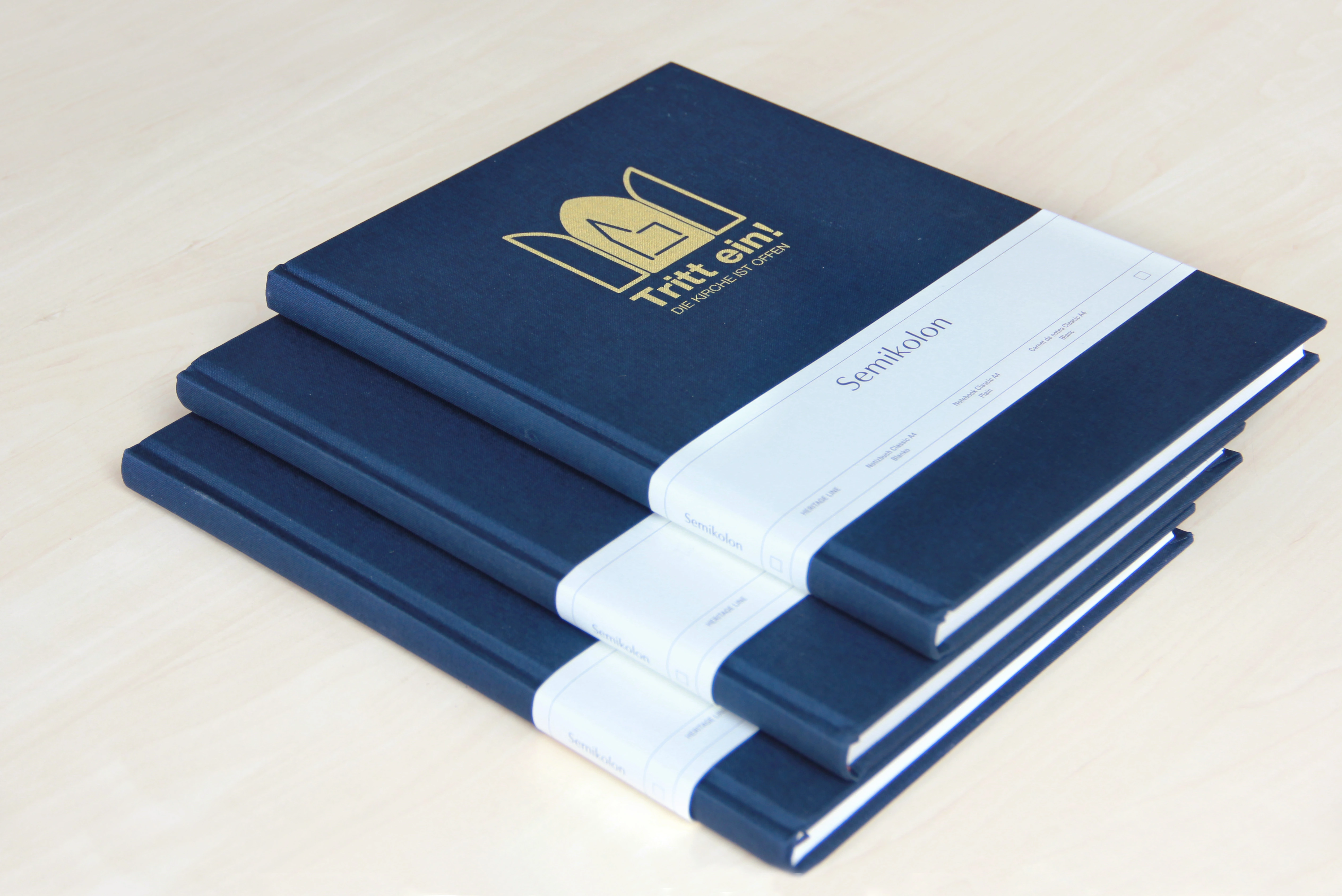 Anliegenbuch / Gästebuch, "Tritt ein! Die Kirche ist offen", DIN A4, dunkelblau